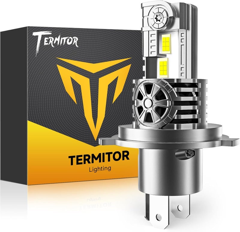 Termitor Latest H4/9003/HB2 Bulb for Motorcycle Hi/Low Beam, 25,000LM 800% Super Brighter, 1:1 Halogen Size, 6500K Cool White, 70000Hrs Long Service Life with Cooling Fan, Plug and Play, Pack of 1 - Image 1